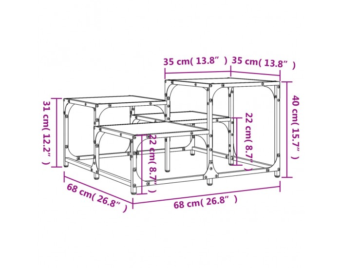 Sonata H Кафе маса, дъб сонома, 68x68x40 см, инженерно дърво