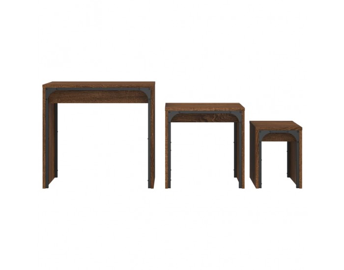 Sonata H Стифиращи кафе маси, 3 бр, кафяв дъб, инженерно дърво
