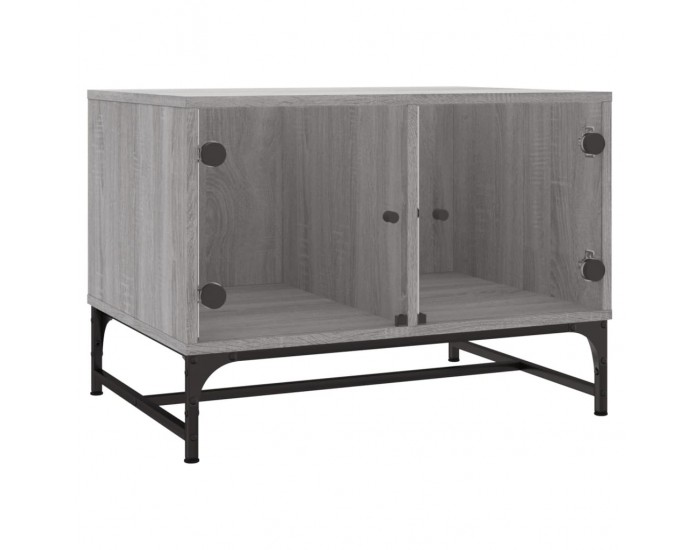 Sonata H Маса за кафе със стъклени врати, сив сонома, 68,5x50x50 см