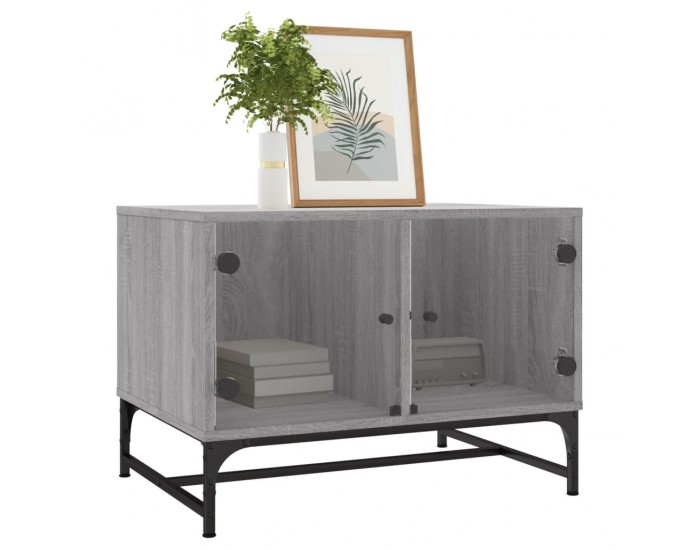 Sonata H Маса за кафе със стъклени врати, сив сонома, 68,5x50x50 см