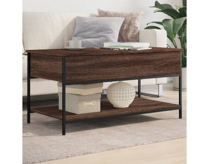 Sonata H Кафе маса, кафяв дъб, 100x50x50 см, инженерно дърво и метал