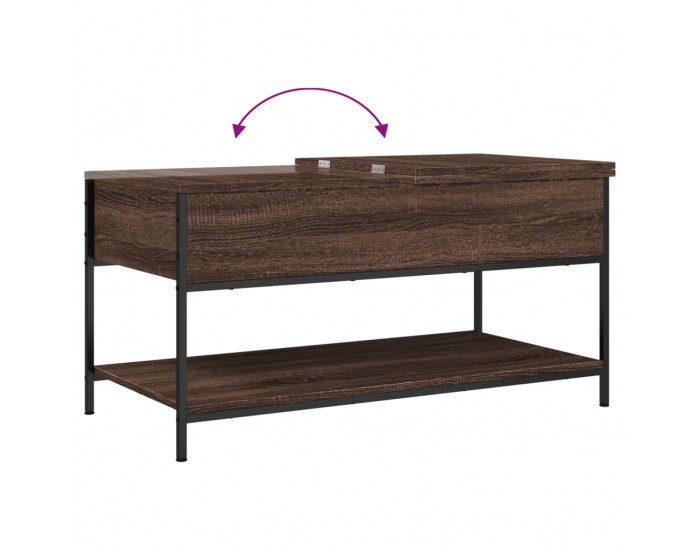 Sonata H Кафе маса, кафяв дъб, 100x50x50 см, инженерно дърво и метал