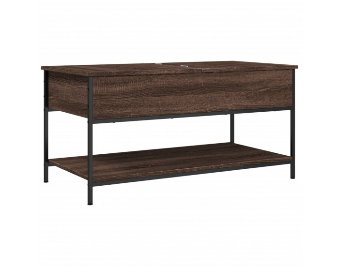 Sonata H Кафе маса, кафяв дъб, 100x50x50 см, инженерно дърво и метал