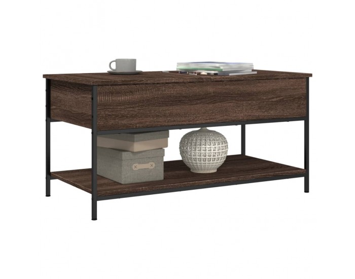 Sonata H Кафе маса, кафяв дъб, 100x50x50 см, инженерно дърво и метал