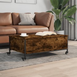 Sonata H Маса за кафе с колелца опушен дъб 91x55x34 см инженерно дърво - Холни маси
