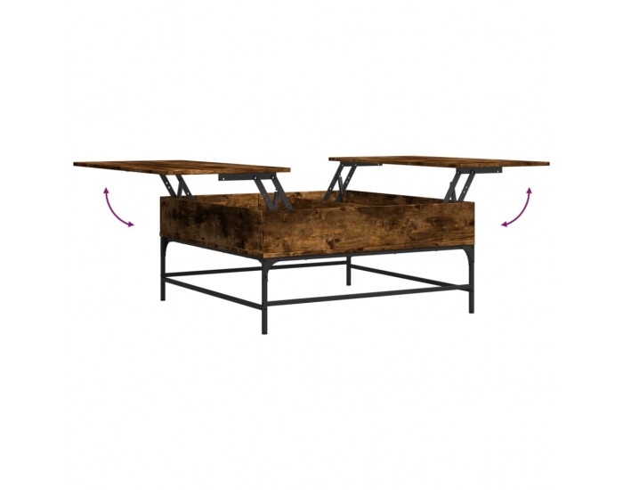 Sonata H Кафе маса, опушен дъб, 95x95x45 см, инженерно дърво и метал