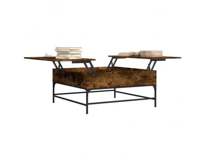 Sonata H Кафе маса, опушен дъб, 95x95x45 см, инженерно дърво и метал