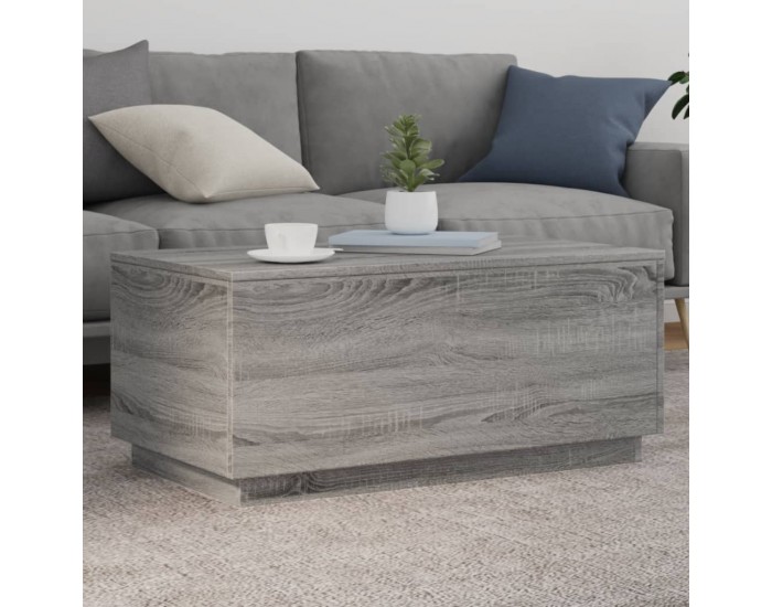 Sonata H Маса за кафе с LED осветление, сив сонома, 90x50x40 см