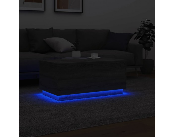 Sonata H Маса за кафе с LED осветление, сив сонома, 90x50x40 см