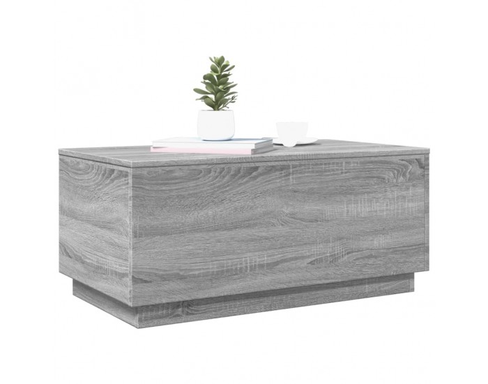 Sonata H Маса за кафе с LED осветление, сив сонома, 90x50x40 см