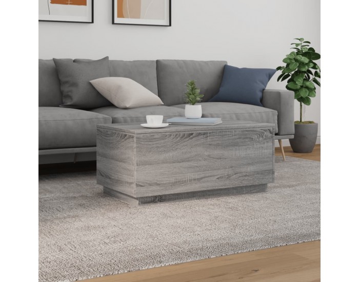 Sonata H Маса за кафе с LED осветление, сив сонома, 90x50x40 см