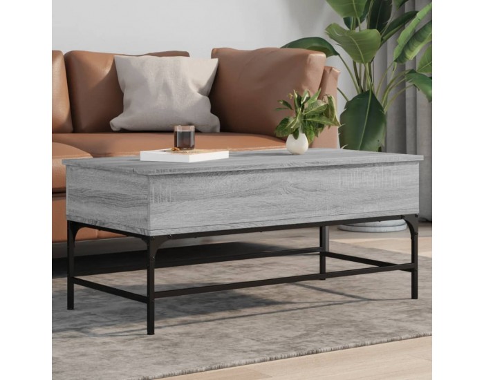 Sonata H Кафе маса, сив сонома, 100x50x45 см, инженерно дърво и метал