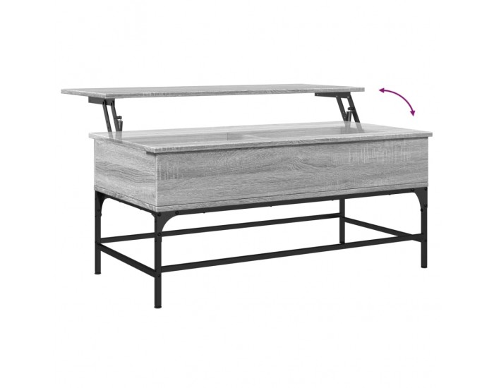 Sonata H Кафе маса, сив сонома, 100x50x45 см, инженерно дърво и метал