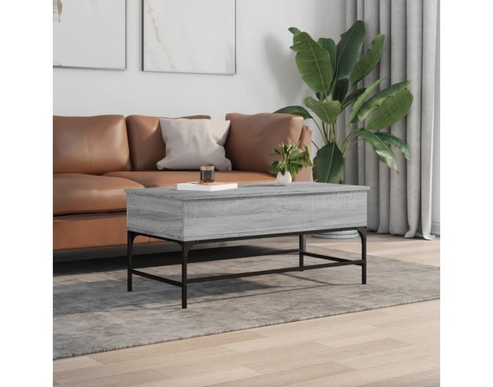 Sonata H Кафе маса, сив сонома, 100x50x45 см, инженерно дърво и метал