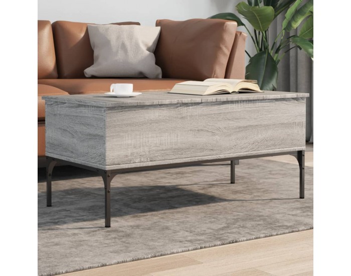 Sonata H Кафе маса, сив сонома, 100x50x45 см, инженерно дърво и метал