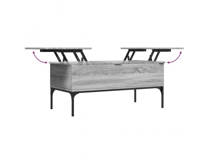 Sonata H Кафе маса, сив сонома, 100x50x45 см, инженерно дърво и метал