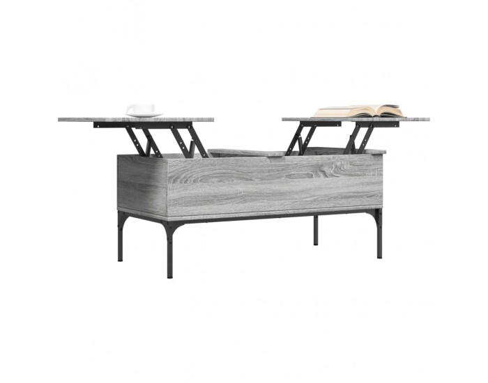 Sonata H Кафе маса, сив сонома, 100x50x45 см, инженерно дърво и метал