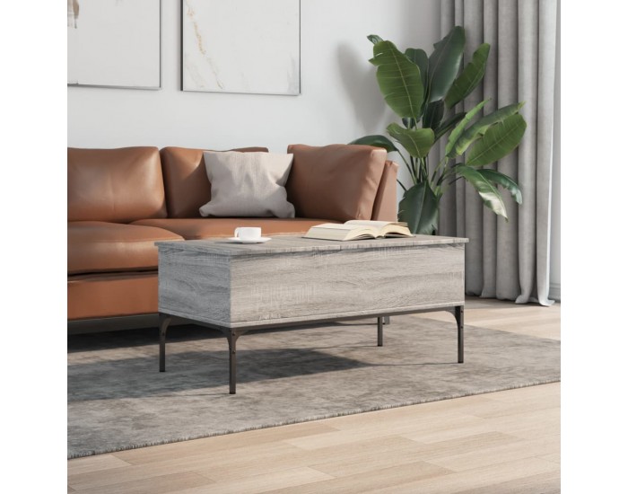 Sonata H Кафе маса, сив сонома, 100x50x45 см, инженерно дърво и метал