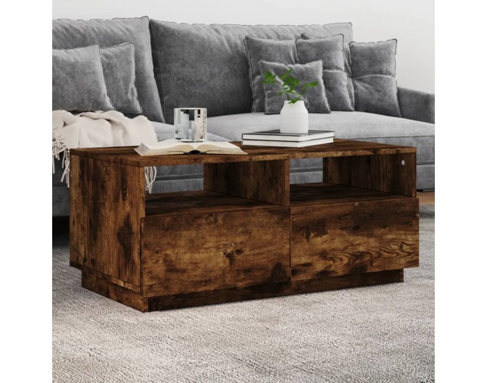 Sonata H Маса за кафе с LED осветление, опушен дъб, 90x49x40 см