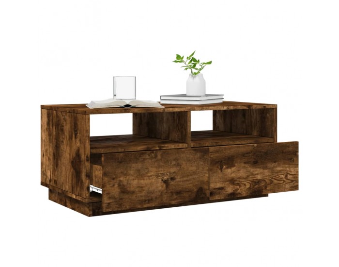 Sonata H Маса за кафе с LED осветление, опушен дъб, 90x49x40 см