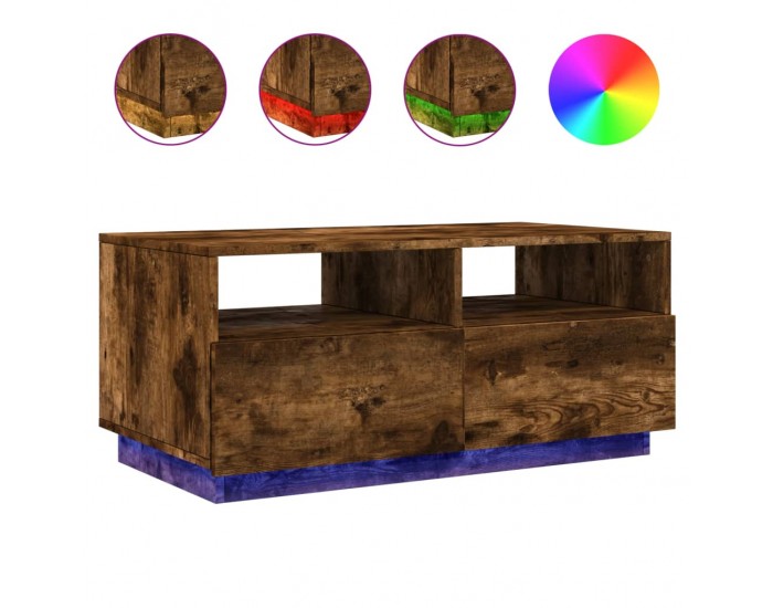 Sonata H Маса за кафе с LED осветление, опушен дъб, 90x49x40 см