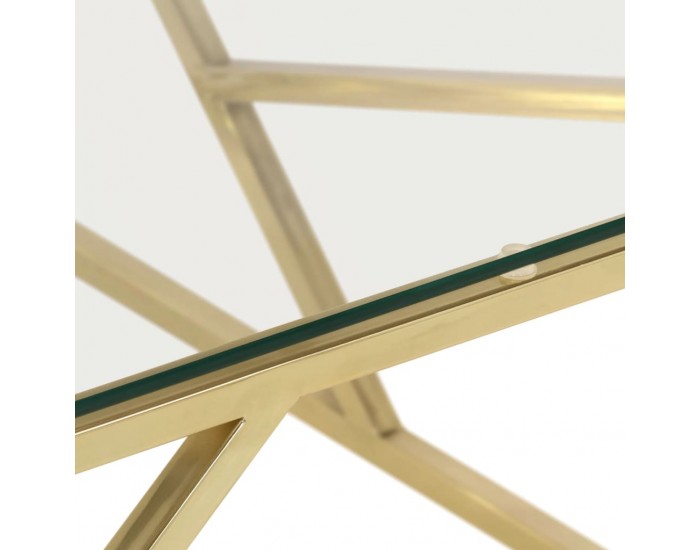 Sonata H Кафе маса, златиста, неръждаема стомана и закалено стъкло