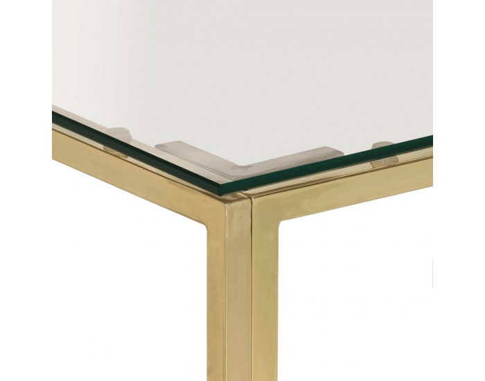 Sonata H Кафе маса, златиста, неръждаема стомана и закалено стъкло