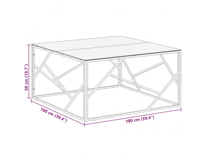 Sonata H Кафе маса, златиста, неръждаема стомана и закалено стъкло