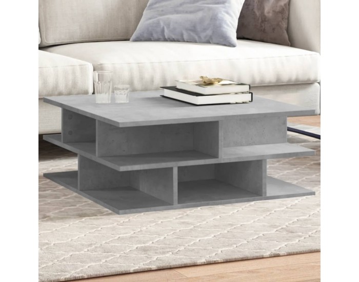 Sonata H Маса за кафе, бетонно сива, 70x70x29 см, инженерно дърво