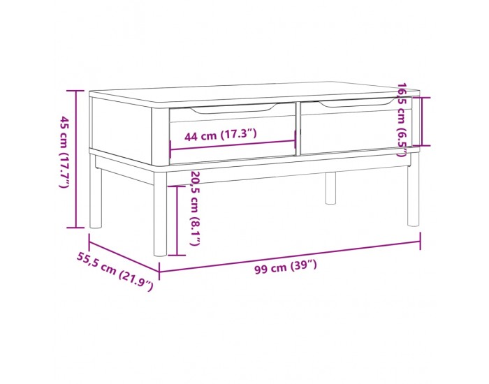 Sonata H Кафе маса FLORO, восъчнокафява,99x55,5x45см, борово дърво масив