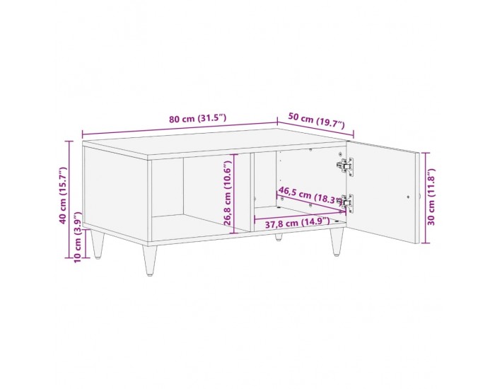 Sonata H Кафе маса, 80x50x40 см, мангово дърво масив