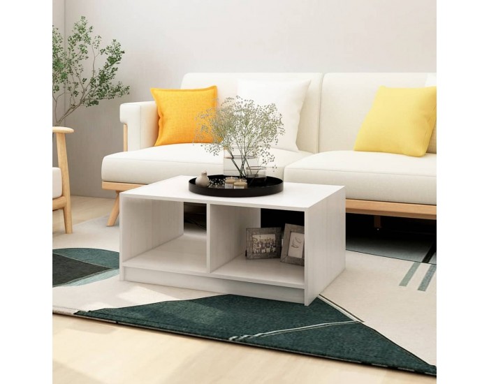 Sonata H Маса за кафе, бяла, 75x50x33,5 см, борово дърво масив