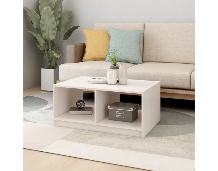 Sonata H Маса за кафе, бяла, 75x50x33,5 см, борово дърво масив