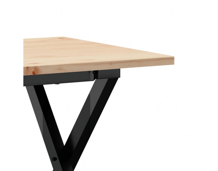 Sonata H Кафе маса X-образна рамка 100x50x45 см бор масив и чугун