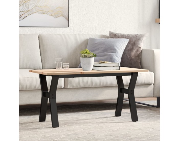 Sonata H Кафе маса Y-образна рамка 100x50x45 см бор масив и чугун