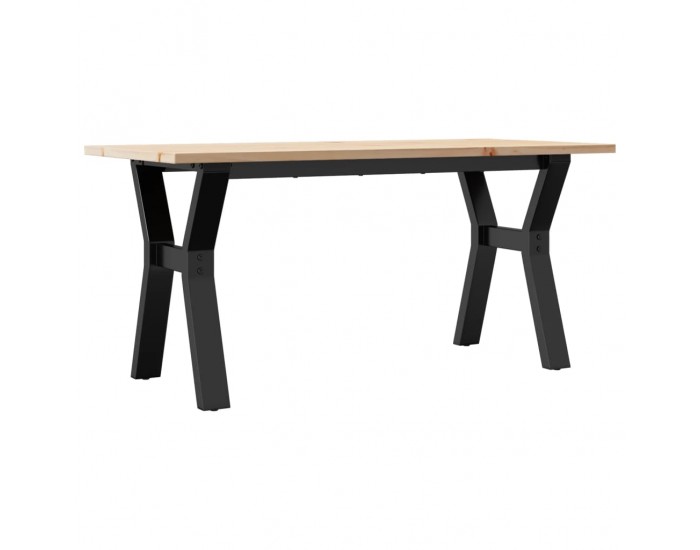 Sonata H Кафе маса Y-образна рамка 100x50x45 см бор масив и чугун