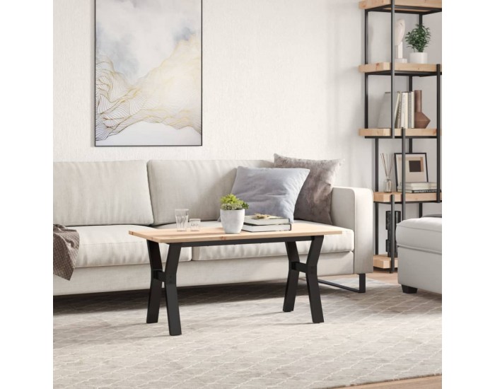 Sonata H Кафе маса Y-образна рамка 100x50x45 см бор масив и чугун