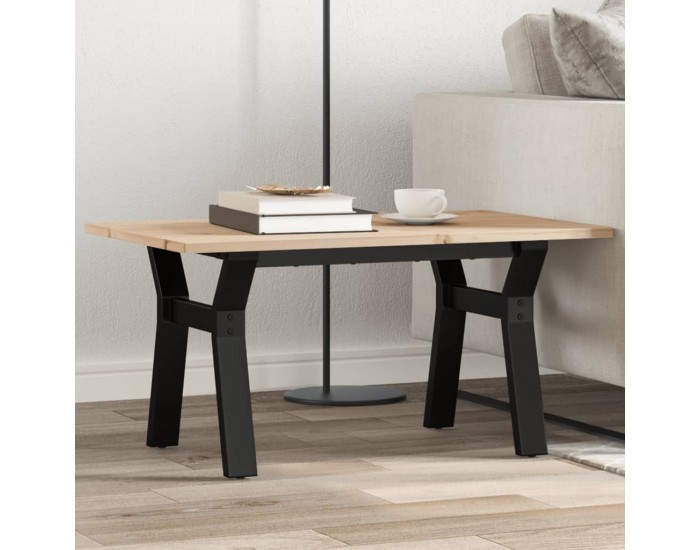 Sonata H Кафе маса Y-образна рамка 80x50x40 см бор масив и чугун