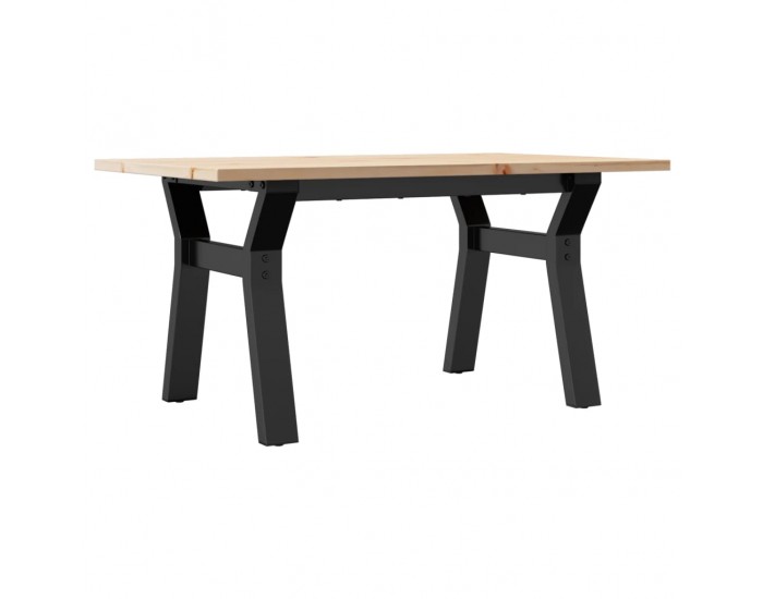 Sonata H Кафе маса Y-образна рамка 80x50x40 см бор масив и чугун