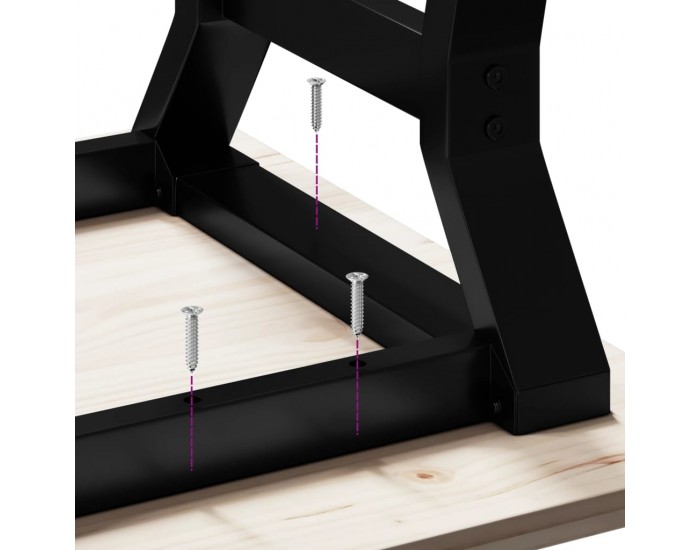 Sonata H Кафе маса Y-образна рамка 80x50x40 см бор масив и чугун