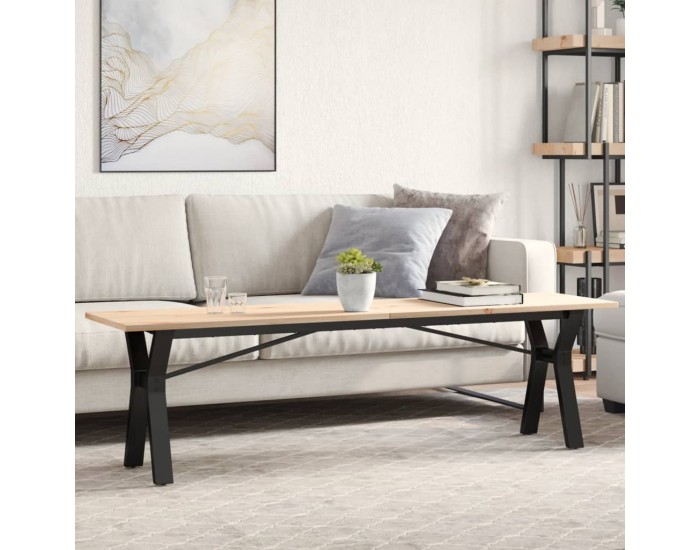 Sonata H Кафе маса Y-образна рамка 160x40x45 см бор масив и чугун