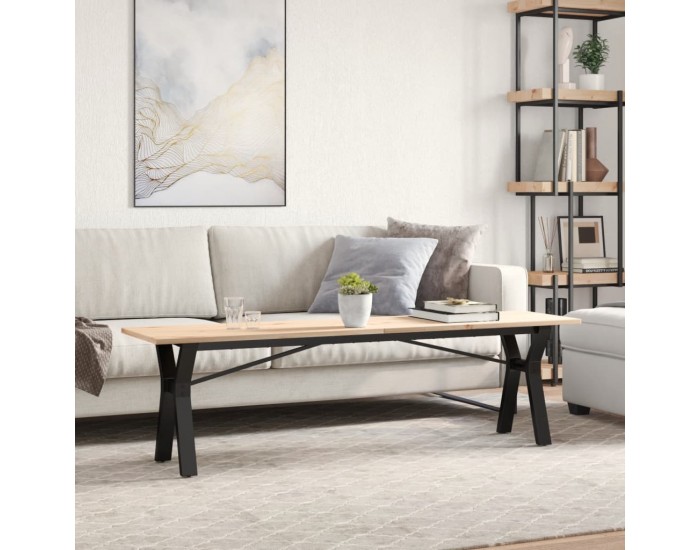 Sonata H Кафе маса Y-образна рамка 160x40x45 см бор масив и чугун