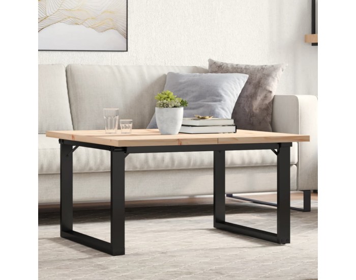 Sonata H Кафе маса О-образна рамка 90x90x45,5 см бор масив и чугун