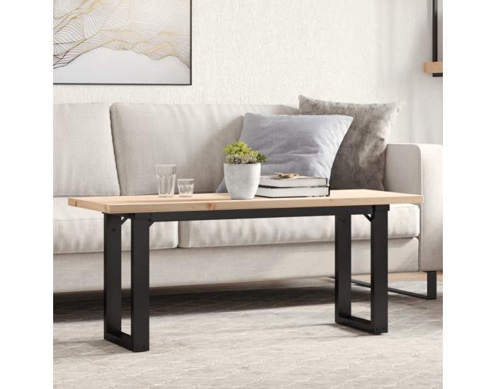 Sonata H Кафе маса О-образна рамка 110x40x45,5 см бор масив и чугун