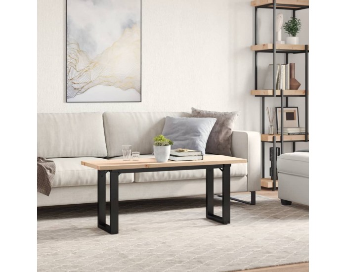 Sonata H Кафе маса О-образна рамка 110x40x45,5 см бор масив и чугун