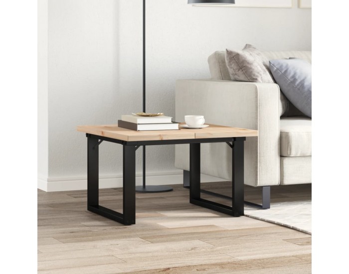 Sonata H Кафе маса О-образна рамка 70x70x40,5 см бор масив и чугун