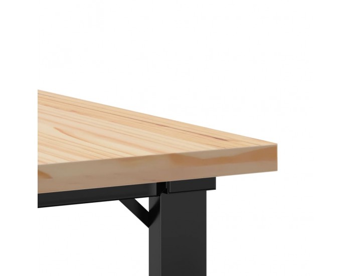 Sonata H Кафе маса О-образна рамка 70x70x40,5 см бор масив и чугун