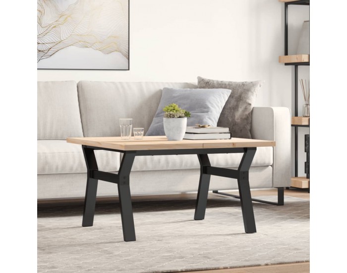 Sonata H Кафе маса Y-образна рамка 80x80x45,5 см бор масив и чугун