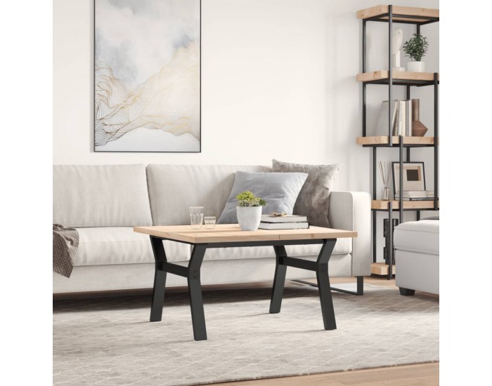 Sonata H Кафе маса Y-образна рамка 80x80x45,5 см бор масив и чугун