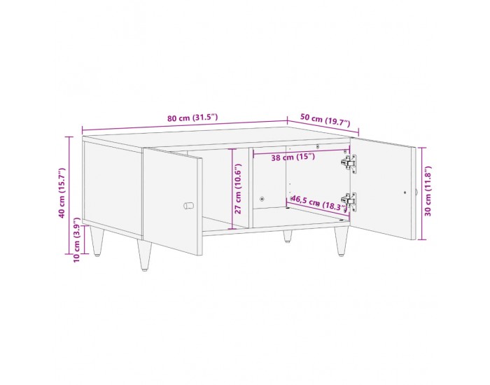 Sonata H Кафе маса, 80x50x40 см, мангово дърво масив